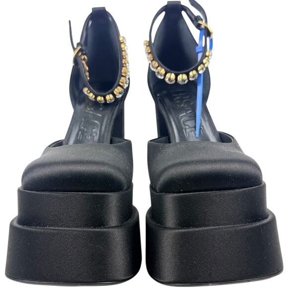 Versace Medusa Aevitas Satin Platform Crystals Pumps Black Size 36 - Picture 5 of 10
